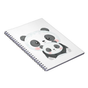 Cute Kawaii Panda Moeder en Baby Waterverf Kunst Notitieboek