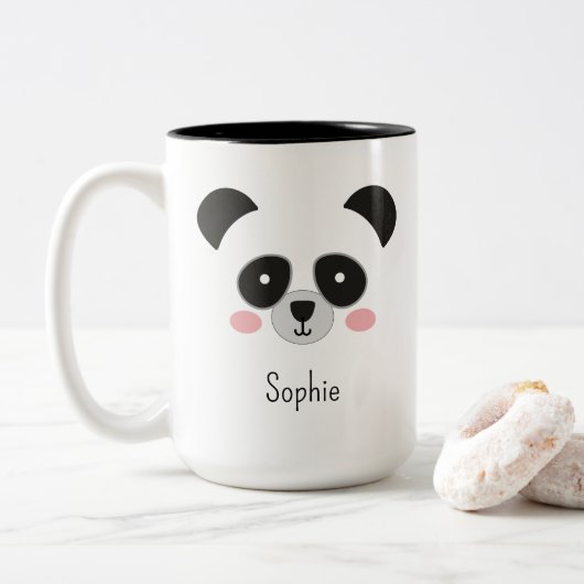 Cute Kawaii Panda Mok – Aangepaste Naam Ontwerp (Met donut)