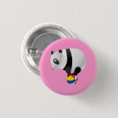 Cute Kawaii Panda on Ball Ronde Button 3,2 Cm (Voorkant /achterkant)