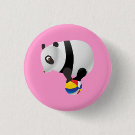 Cute Kawaii Panda on Ball Ronde Button 3,2 Cm