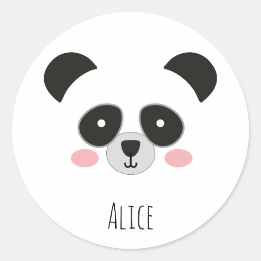 Cute Kawaii Panda Sticker – Custom Name Stickers (Voorkant)