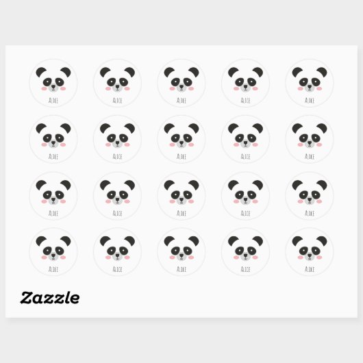 Cute Kawaii Panda Sticker – Op maat gemaakte naams (Vel)
