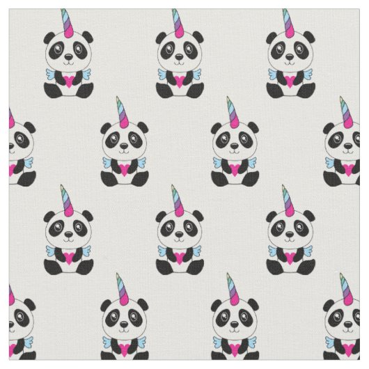Cute Kawaii Panda Unicorn Pandicorn Pattern Stof (Close Up)