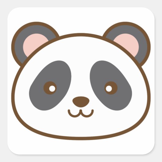 Cute Kawaii Panda Vierkante Sticker (Voorkant)