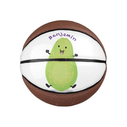 Cute kawaii papaya paw cartoon illustratie basketbal (Voorkant)