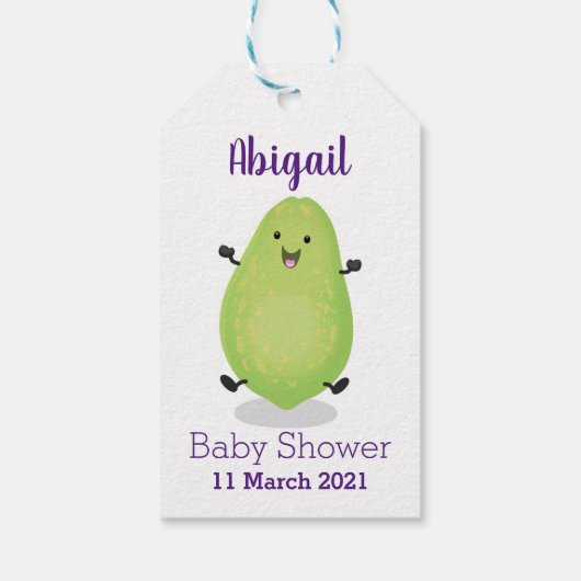 Cute kawaii papaya paw cartoon illustratie cadeaulabel (Achterkant)