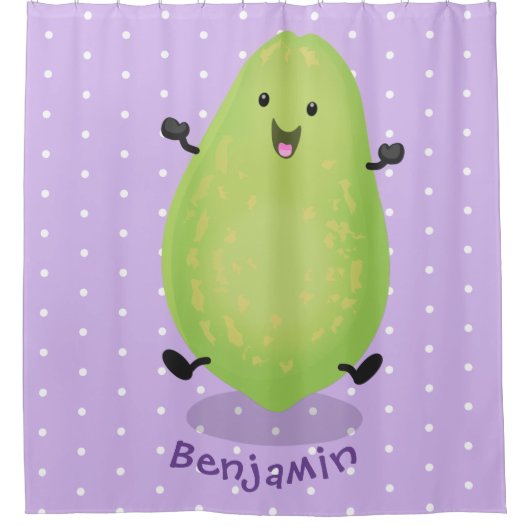Cute kawaii papaya paw cartoon illustratie douchegordijn (Voorkant)