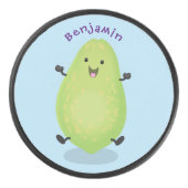 Cute kawaii papaya paw cartoon illustratie hockey puck (Voorkant)