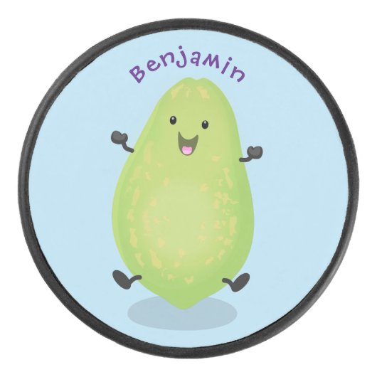 Cute kawaii papaya paw cartoon illustratie hockey puck (Voorkant)