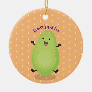 Cute kawaii papaya paw cartoon illustratie keramisch ornament