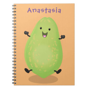 Cute kawaii papaya paw cartoon illustratie notitieboek