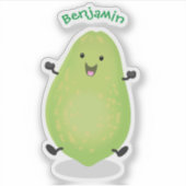 Cute kawaii papaya paw cartoon illustratie sticker (Voorkant)