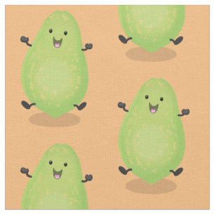 Cute kawaii papaya paw cartoon illustratie stof