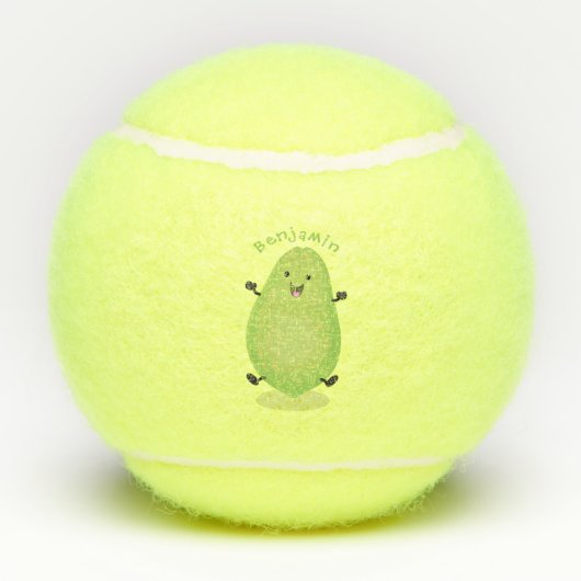 Cute kawaii papaya paw cartoon illustratie tennisballen (Achterkant)
