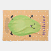 Cute kawaii papaya paw cartoon illustratie theedoek (Horizontaal)