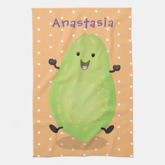 Cute kawaii papaya paw cartoon illustratie theedoek (Verticaal)