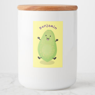 Cute kawaii papaya paw cartoon illustratie voedselcontainer etiket