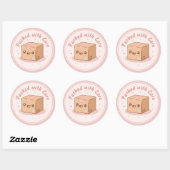 Cute Kawaii Parcel "Packed with Care" Packaging Ronde Sticker (Vel)