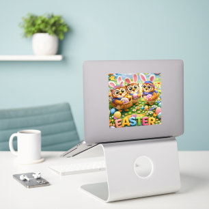 Cute Kawaii Pasen konijn uil en dinosaurus laptop Sticker