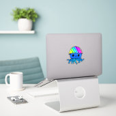 Cute Kawaii Pasen Kwallen Regenboog Sticker (Laptop op bureau)