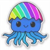 Cute Kawaii Pasen Kwallen Regenboog Sticker (Voorkant)