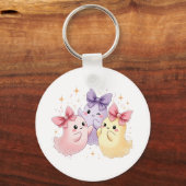 Cute Kawaii Pastel Ghosts with Sparkly Bows Sleutelhanger (Achterkant)