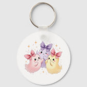 Cute Kawaii Pastel Ghosts with Sparkly Bows Sleutelhanger (Achterkant)