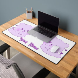 Cute Kawaii Pastel Paarse Aangepaste Naam Beer Bureaumat