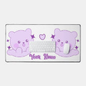 Cute Kawaii Pastel Paarse Aangepaste Naam Beer Bureaumat (Keyboard & Muis)