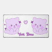 Cute Kawaii Pastel Paarse Aangepaste Naam Beer Bureaumat (Voorkant)