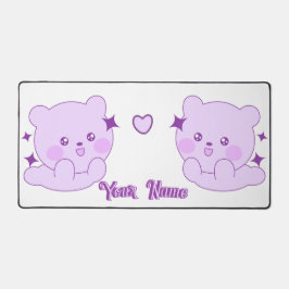 Cute Kawaii Pastel Paarse Aangepaste Naam Beer Bureaumat