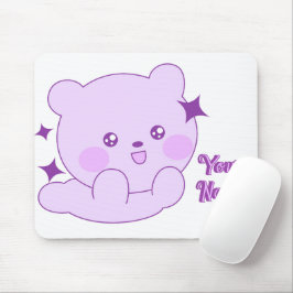 Cute Kawaii Pastel Paarse Aangepaste Naam Beer Muismat