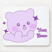 Cute Kawaii Pastel Paarse Aangepaste Naam Beer Muismat (Voorkant)