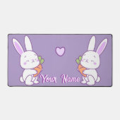 Cute Kawaii Pastel Paarse Aangepaste Naam Konijn W Bureaumat (Voorkant)
