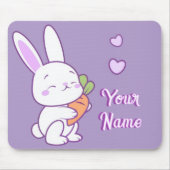 Cute Kawaii Pastel Paarse Aangepaste Naam Konijn W Muismat (Voorkant)