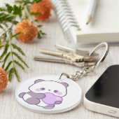 Cute Kawaii Pastel Paarse Panda Hart Acrylic Sleutelhanger (Voorkant Rechts)