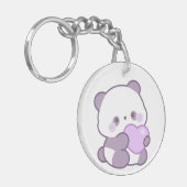 Cute Kawaii Pastel Paarse Panda Hart Acrylic Sleutelhanger (Voorkant Links)