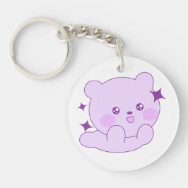 Cute Kawaii Pastel Paarse Sterrenbeer Acrylic Sleutelhanger