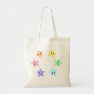 Cute Kawaii Pastel Rainbow Circular Stars Patroon Tote Bag