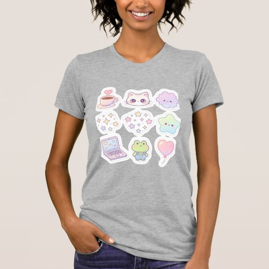 Cute Kawaii Pastel Sticker Pack Aesthetic Dames T-shirt (Voorkant)