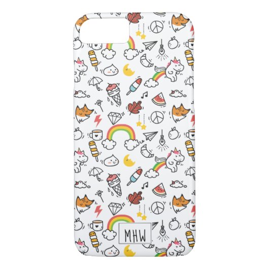 Cute Kawaii Pattern aangepaste monogram telefoonge Case-Mate iPhone Case (Achterkant)