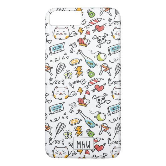 Cute Kawaii Pattern aangepaste monogram telefoonge Case-Mate iPhone Case (Achterkant)