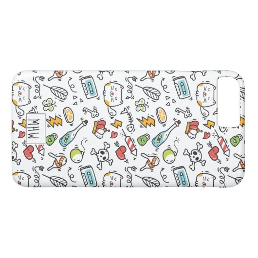 Cute Kawaii Pattern aangepaste monogram telefoonge Case-Mate iPhone Case (Achterkant (Horizontaal))