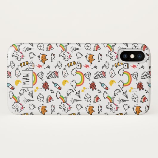 Cute Kawaii Pattern aangepaste monogram telefoonge Case-Mate iPhone Case (Achterkant (horizontaal))