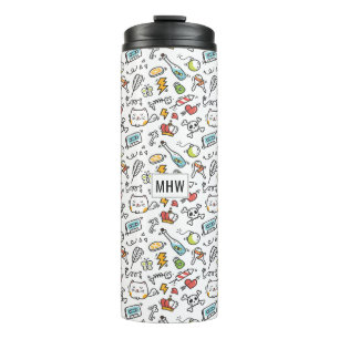 Cute Kawaii Pattern aangepaste monogram tumbler Thermosbeker