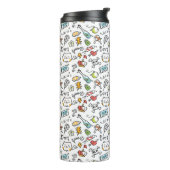 Cute Kawaii Pattern aangepaste monogram tumbler Thermosbeker (Gedraaid links)