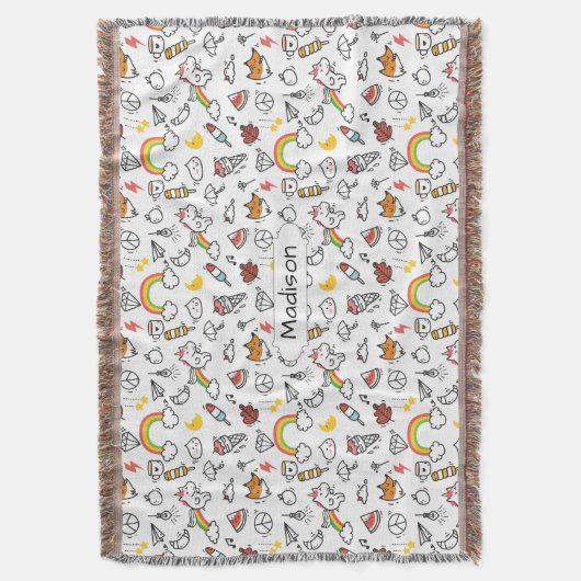 Cute Kawaii Pattern douanenaam gooit deken (Voorkant Verticaal)
