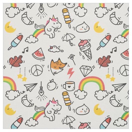 Cute Kawaii Pattern fabric Stof (Swatch)