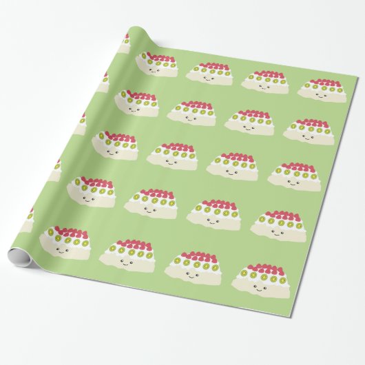 Cute Kawaii Pavlova Cadeaupapier (Uitgerold)