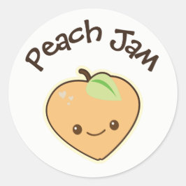 Cute Kawaii Peach Jam Jar Label